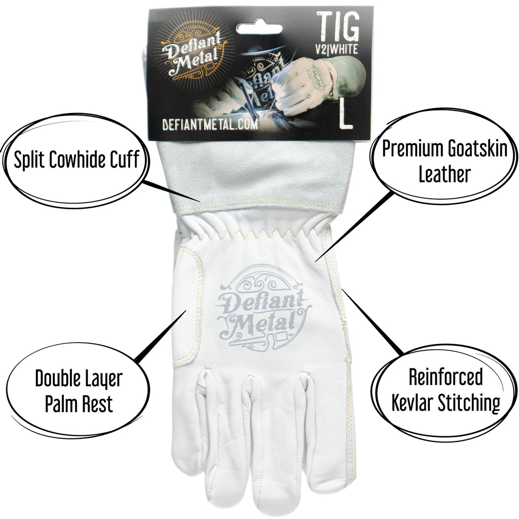 Defiant Metal White TIG Welding Gloves