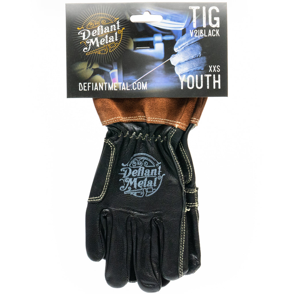 Defiant Metal Black TIG Welding Gloves - Youth Size (XXS)